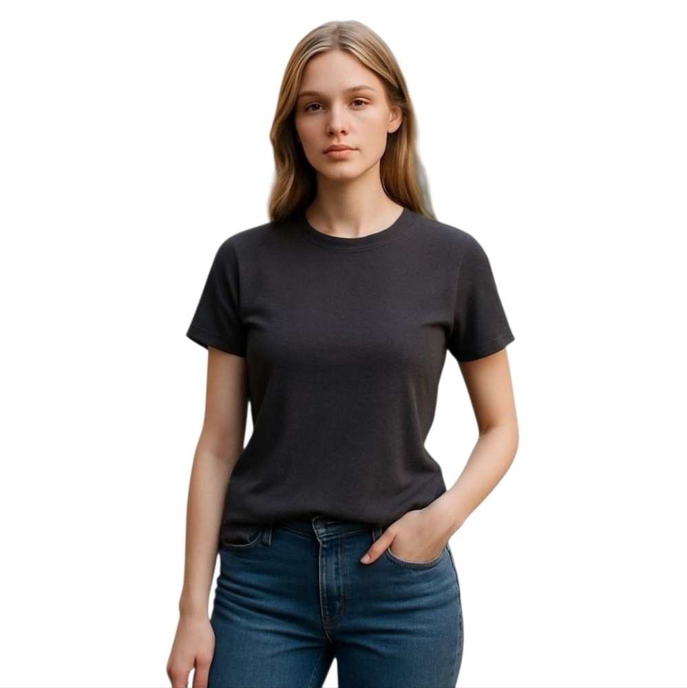 ANN Taylor Black Round Neck Short Sleeve Top Size Medium